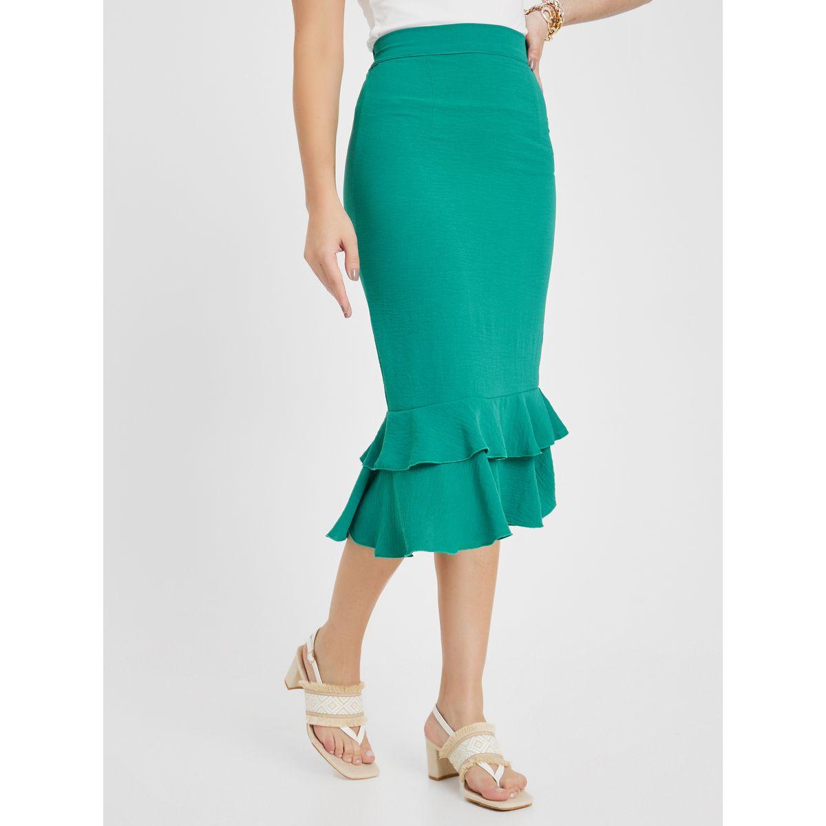 Buy Women s Styli Ruffle Hem Pencil Skirt Online Centrepoint KSA