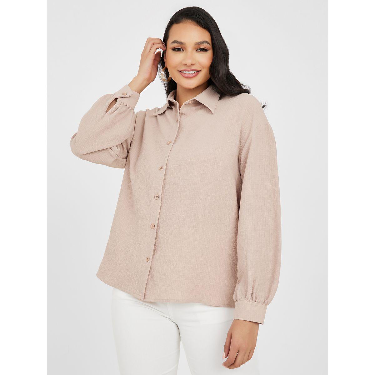 Styli Textured Drop Shoulder Sleeves Regular Fit Shirt-women-clothing-shirtsandblouses-shirts-image-3