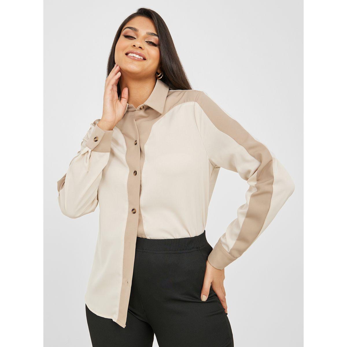 Styli Colorblock Long Sleeve Regular Fit Shirt-women-clothing-shirtsandblouses-shirts-image-1