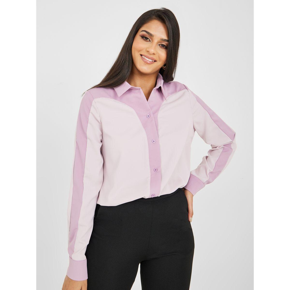 Styli Colorblock Long Sleeve Regular Fit Shirt-women-clothing-shirtsandblouses-shirts-image-1