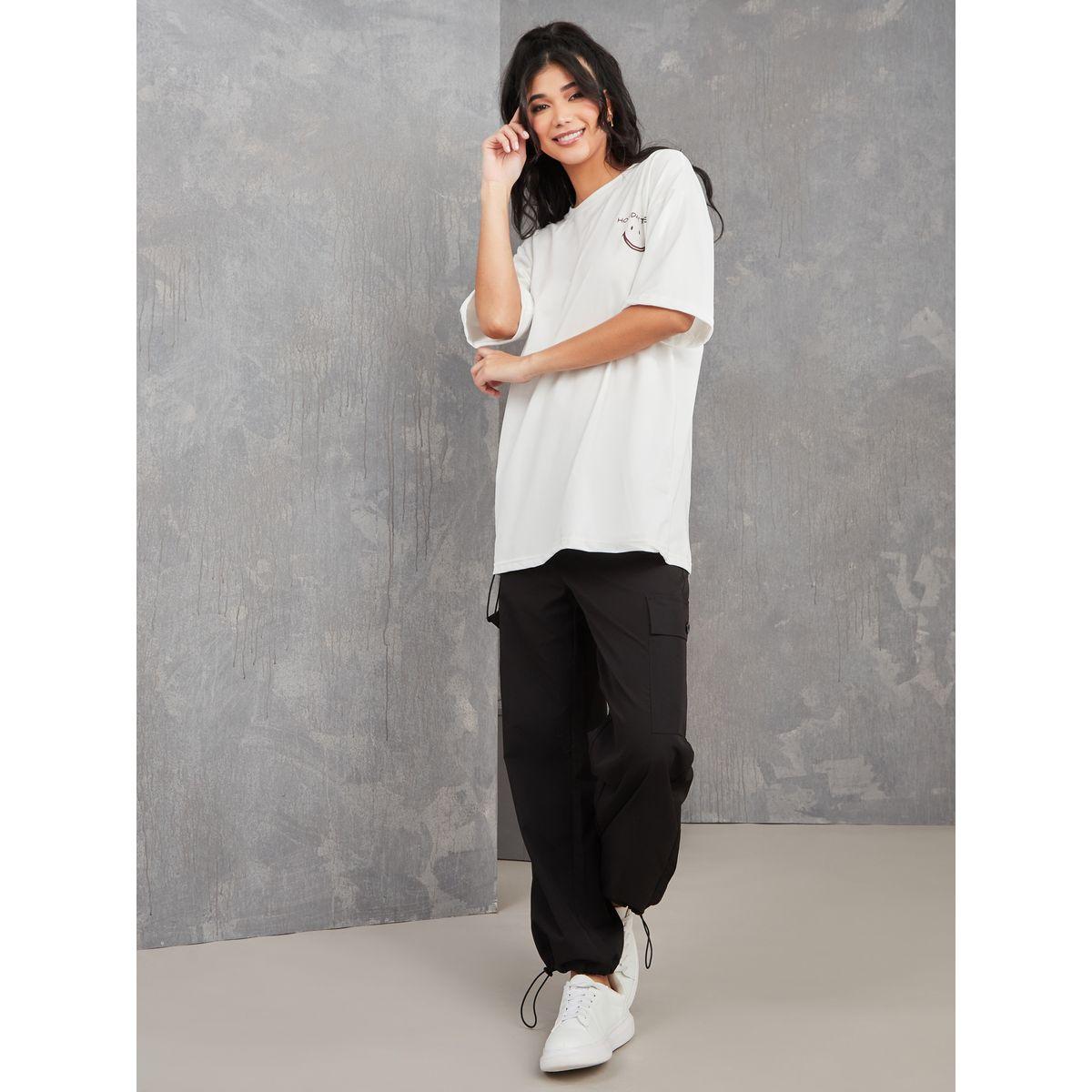 تيشيرت كاجوال مطبع بكتابة-women-clothing-tshirts-image-2
