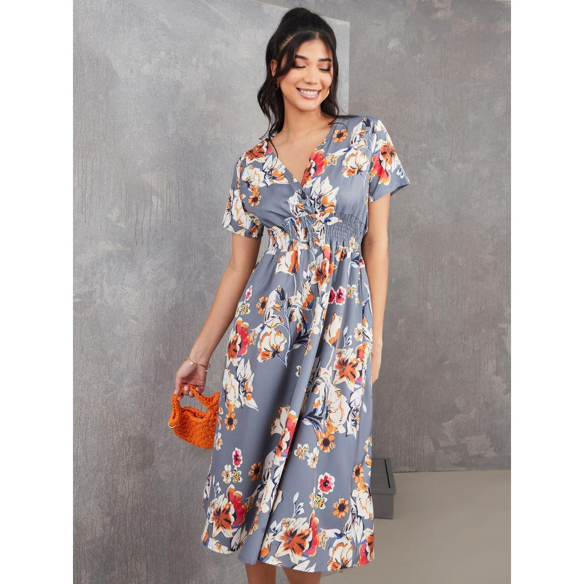 فستان ميدي بتفاصيل مزمومة-women-clothing-dresses-image-1