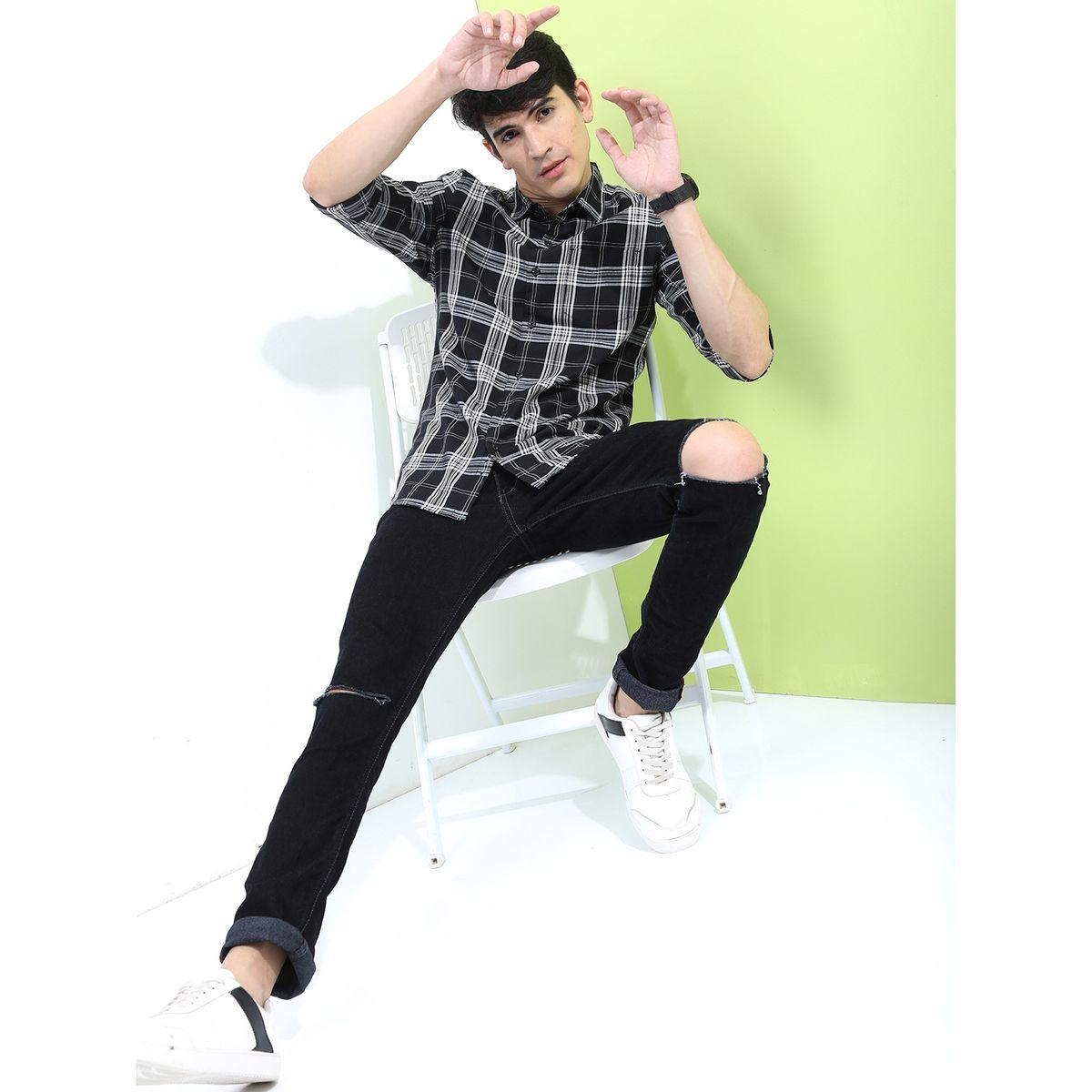 قميص كاروهات بقصة سليم فت هايلاندر × ستايلي-men-clothing-shirts-image-2