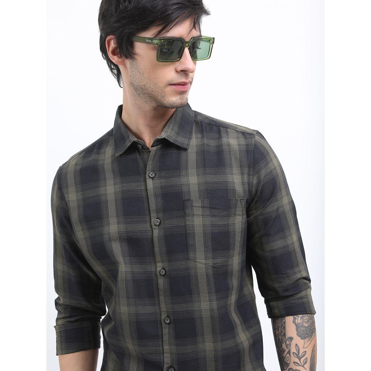 Highlander X Styli Checked Slim Fit Casual Cotton Shirt-men-clothing-shirts-image-1