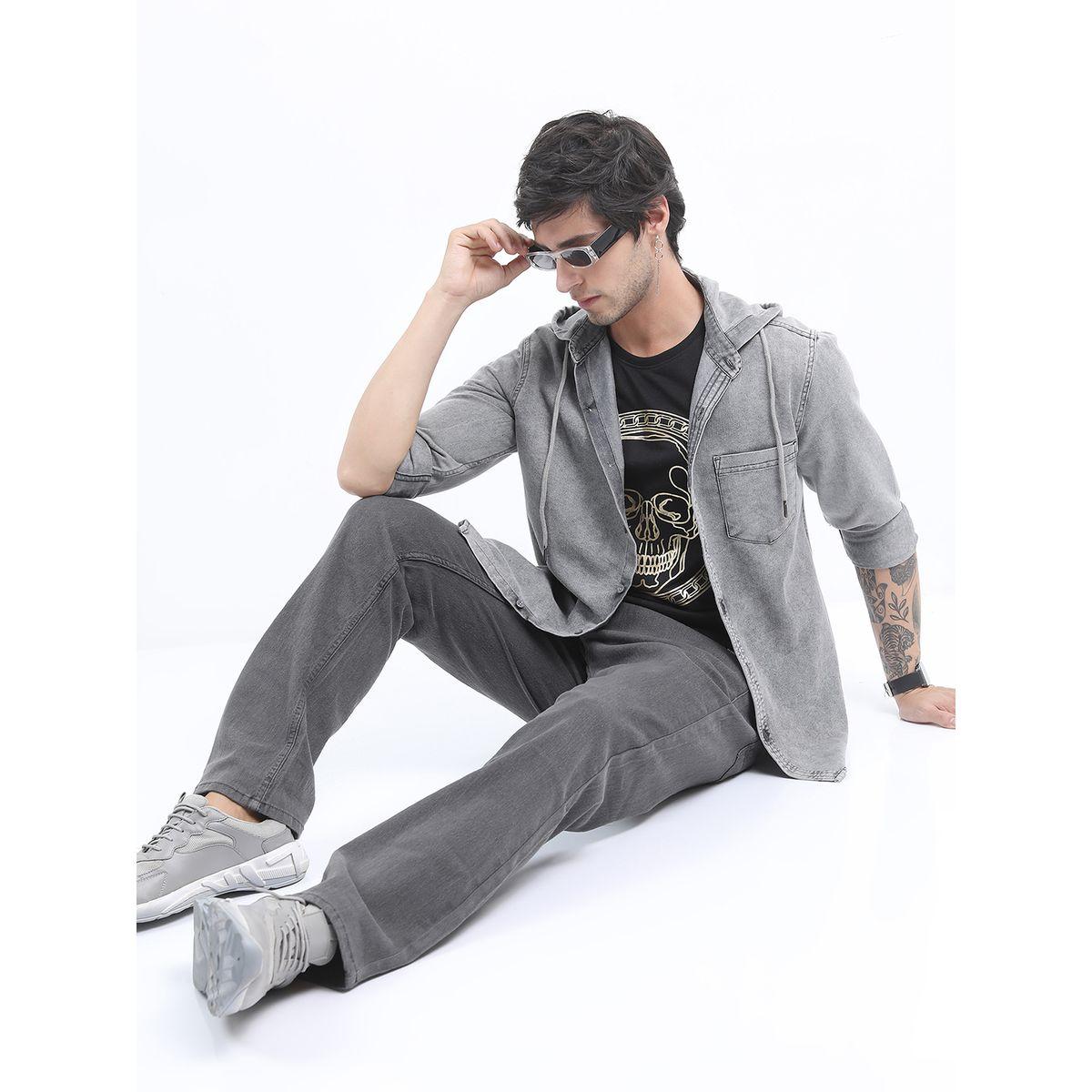 Highlander X Styli Denim Hooded Slim Fit Casual Shirt-men-clothing-shirts-image-2