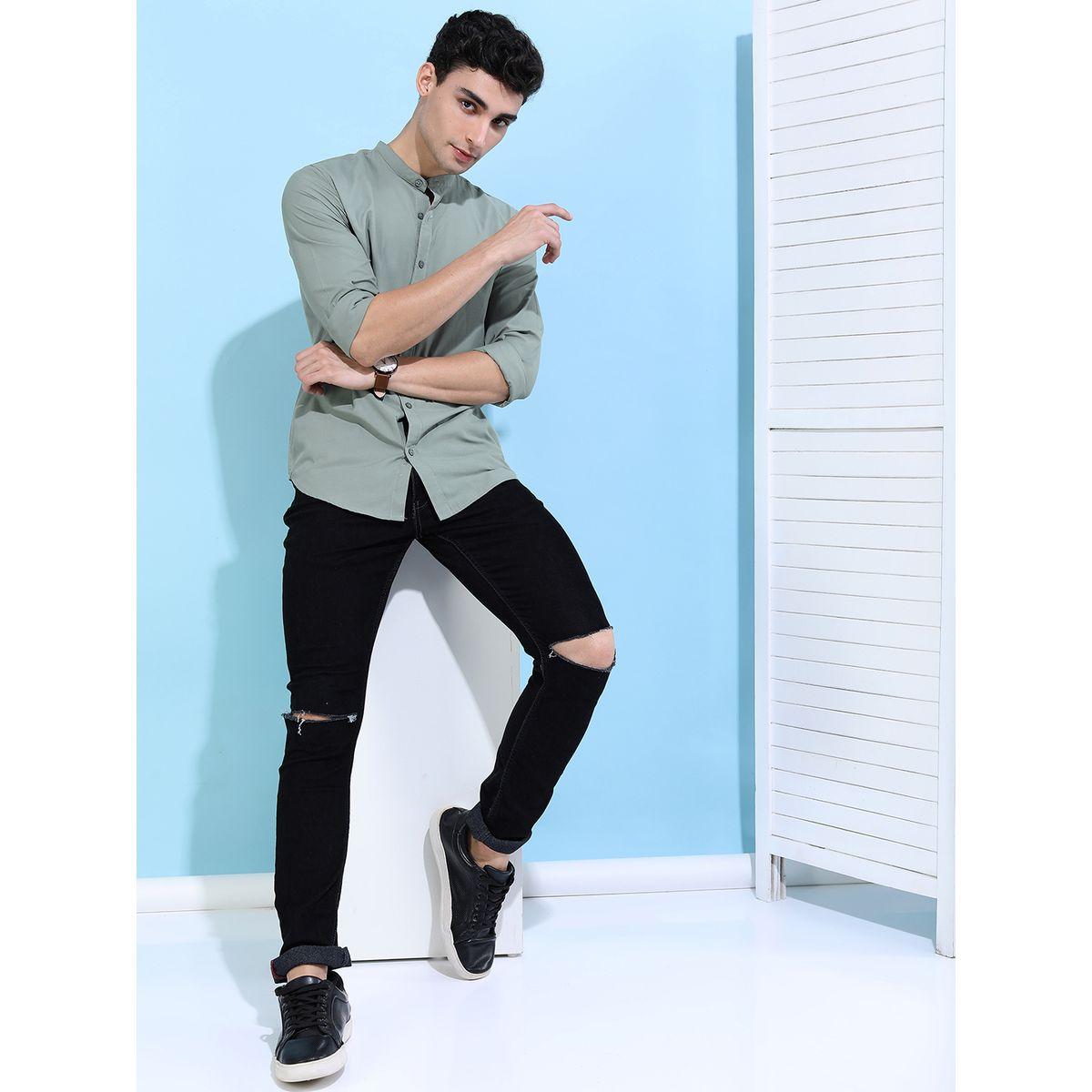 Ketch X Styli Mandarin Collar Slim Fit Casual Shirt-men-clothing-shirts-image-2