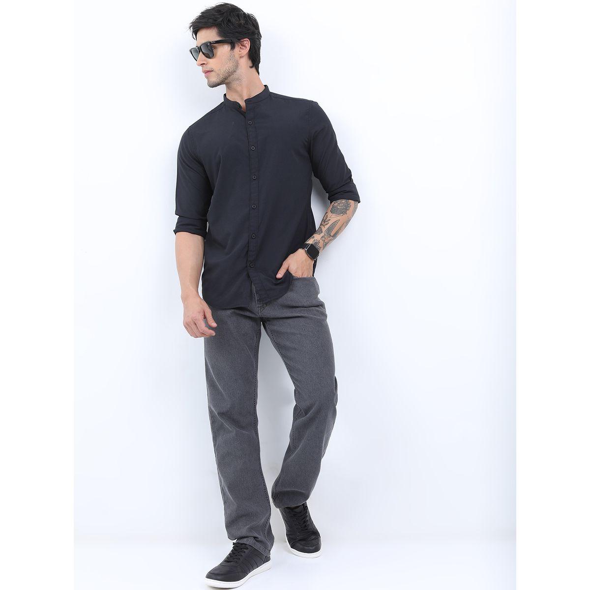 Ketch X Styli Mandarin Collar Slim Fit Cotton Casual Shirt-men-clothing-shirts-image-2