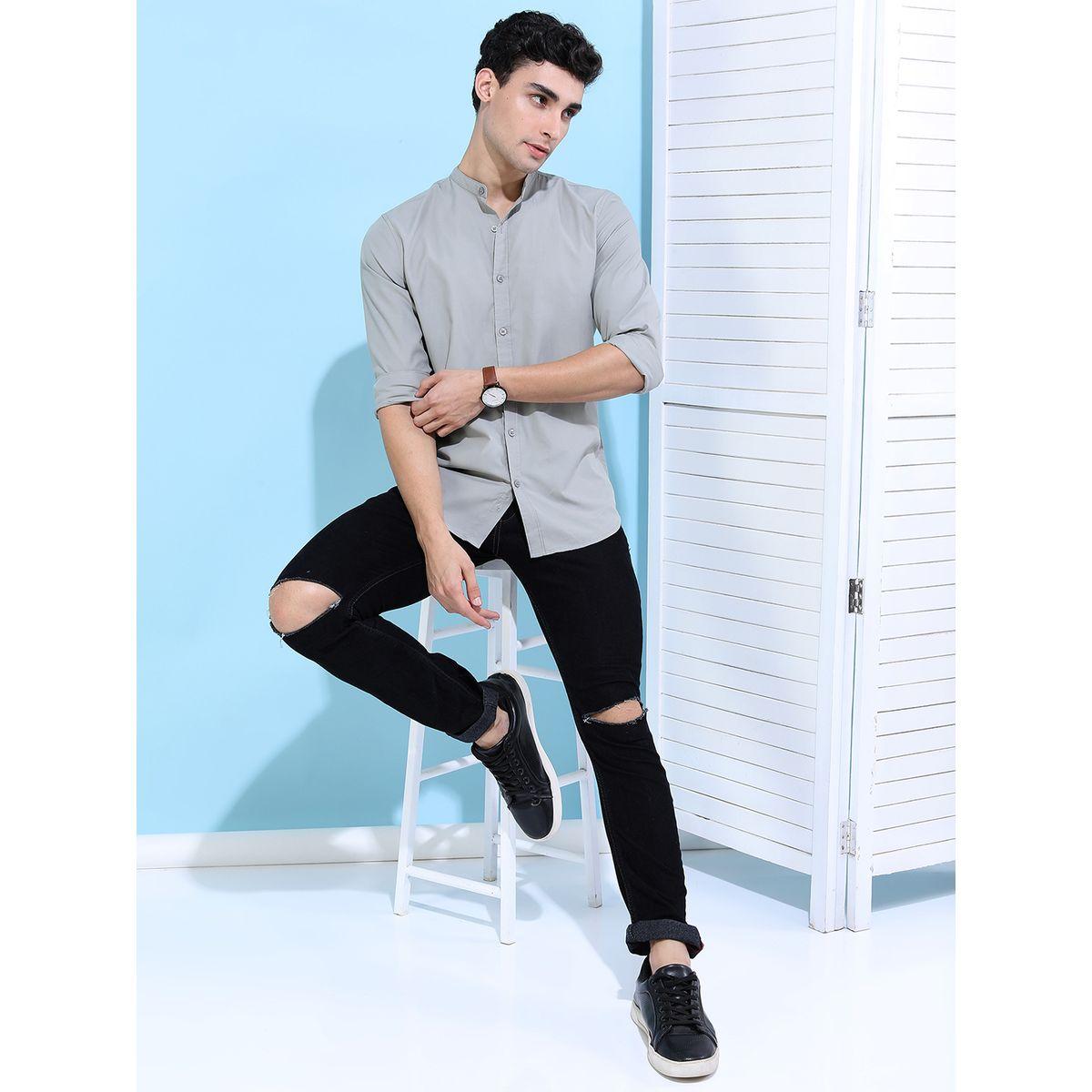 Ketch X Styli Mandarin Collar Slim Fit Casual Shirt-men-clothing-shirts-image-2