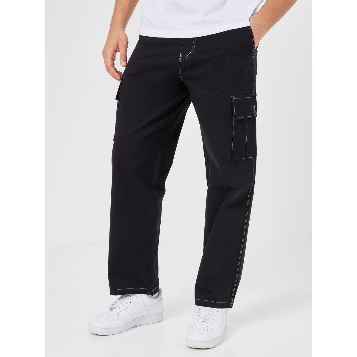Styli Oversized Contrast Stitch Detail Straight Hem Cargo Jogger-men-clothing-bottoms-joggers-image-2