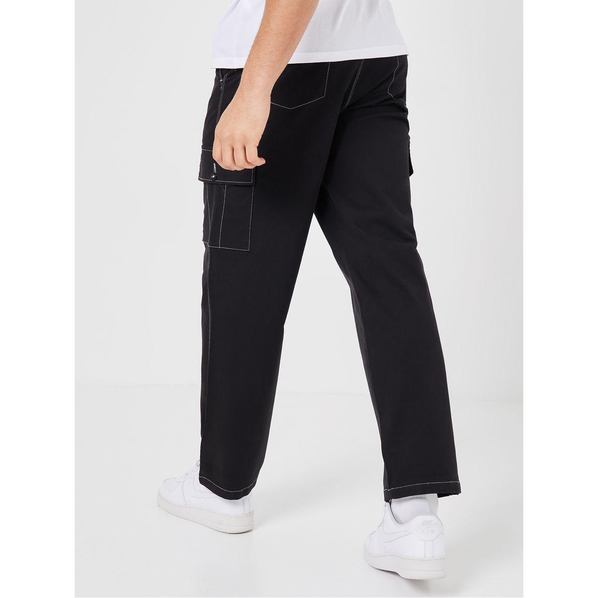 Styli Oversized Contrast Stitch Detail Straight Hem Cargo Jogger-men-clothing-bottoms-joggers-image-4