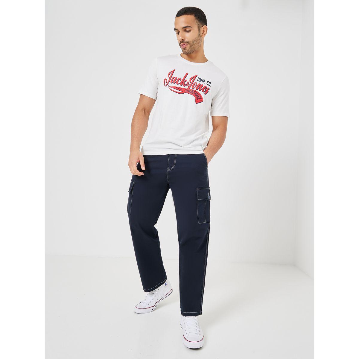 Styli Oversized Contrast Stitch Detail Straight Hem Cargo Jogger-men-clothing-bottoms-joggers-image-1