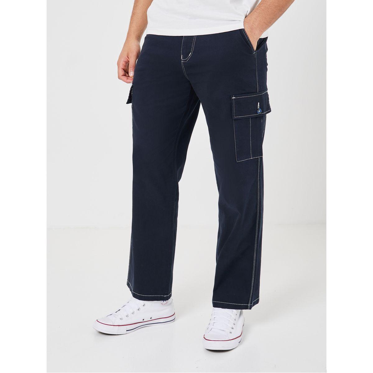 Styli Oversized Contrast Stitch Detail Straight Hem Cargo Jogger-men-clothing-bottoms-joggers-image-2