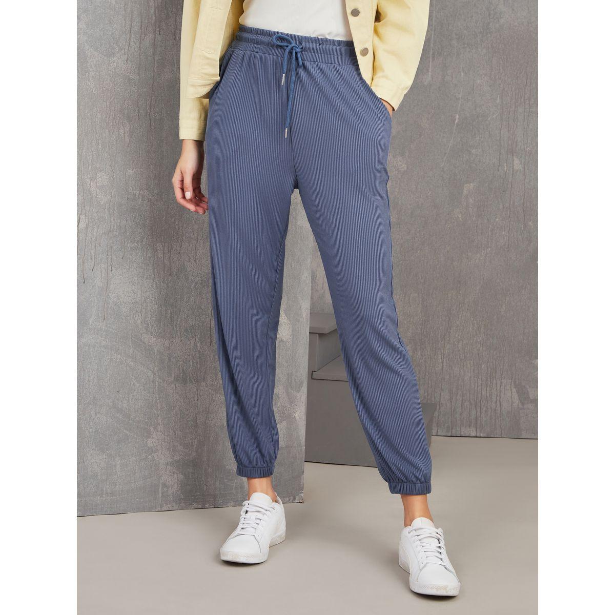 Styli Drawstring Waistband Ribbed Joggings-women-clothing-bottoms-trousers-image-1