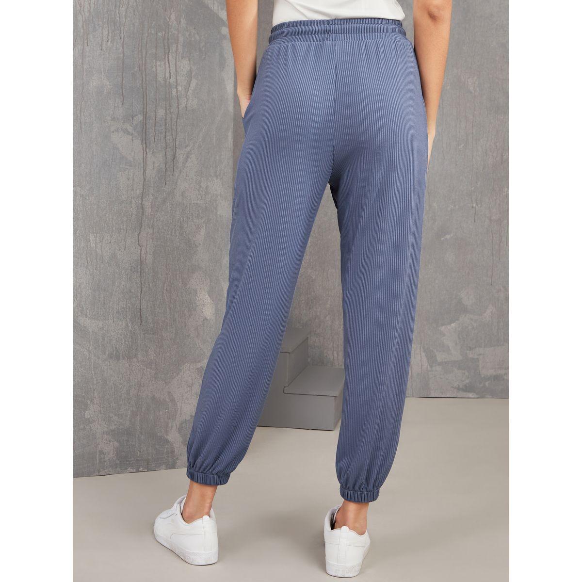Styli Drawstring Waistband Ribbed Joggings-women-clothing-bottoms-trousers-image-4