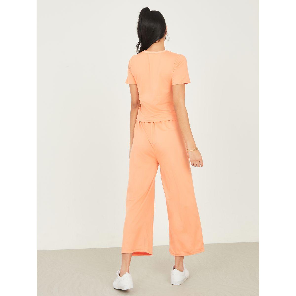 Styli Solid Round Neck T-Shirt & Trouser Co-Ords Set-women-clothing-coordsets-image-6
