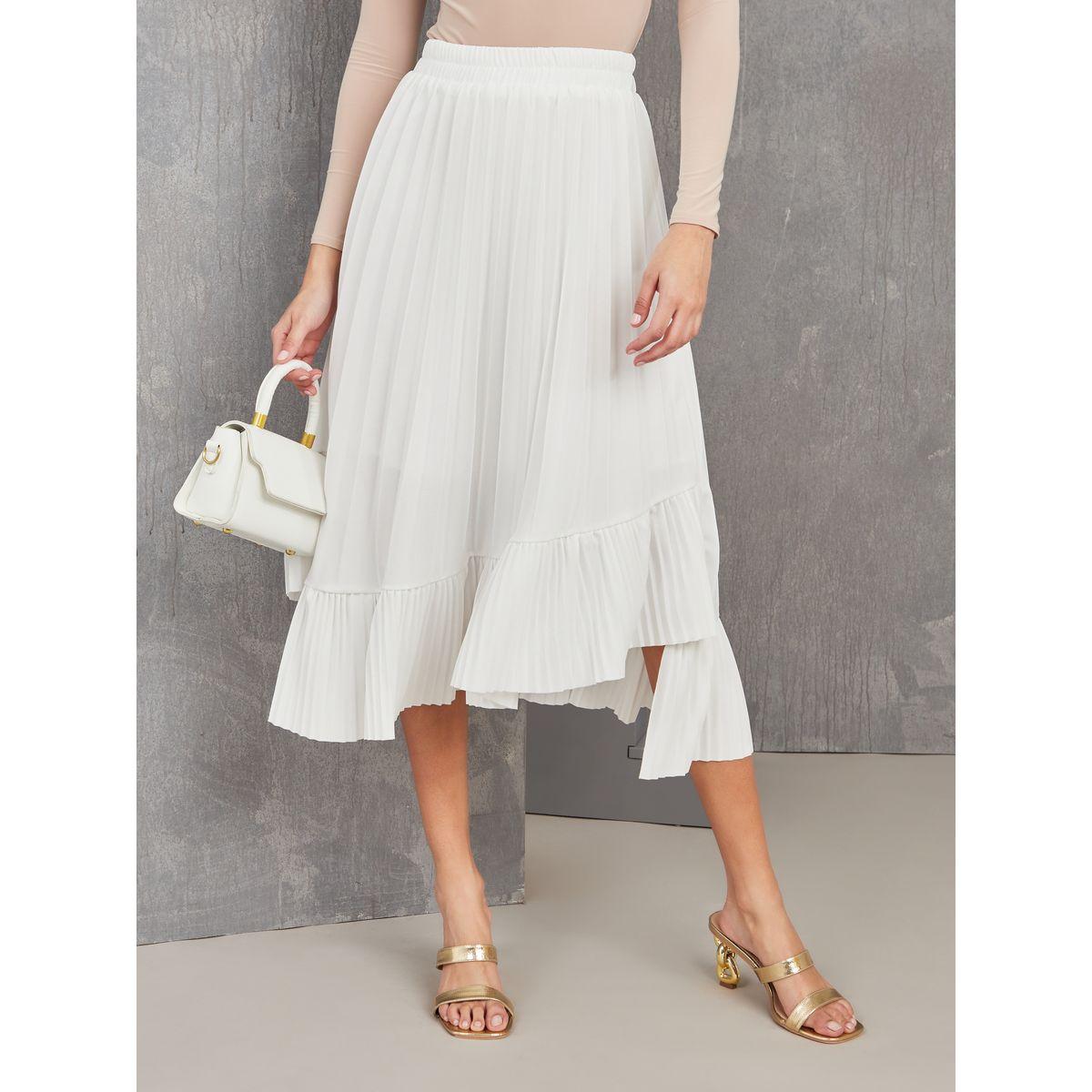 Styli Accordion Pleated Ruffle Asymmetric Hem Skirt-women-clothing-bottoms-skirts-image-1