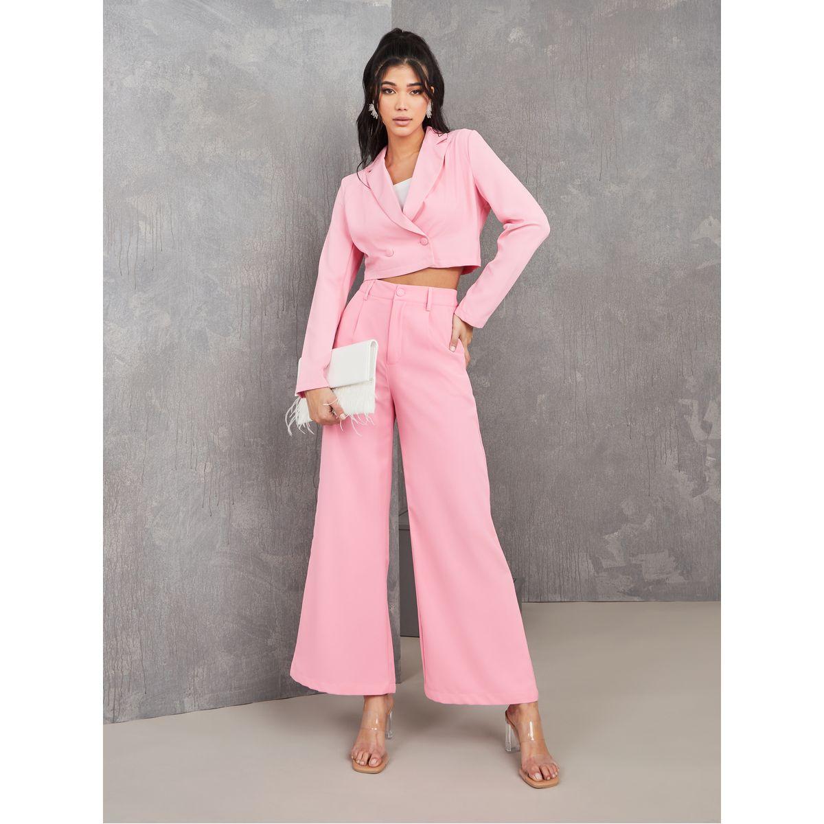Styli Notch Lapel Crop Blazer Top and Straight Leg Pants Set-women-clothing-coordsets-image-1