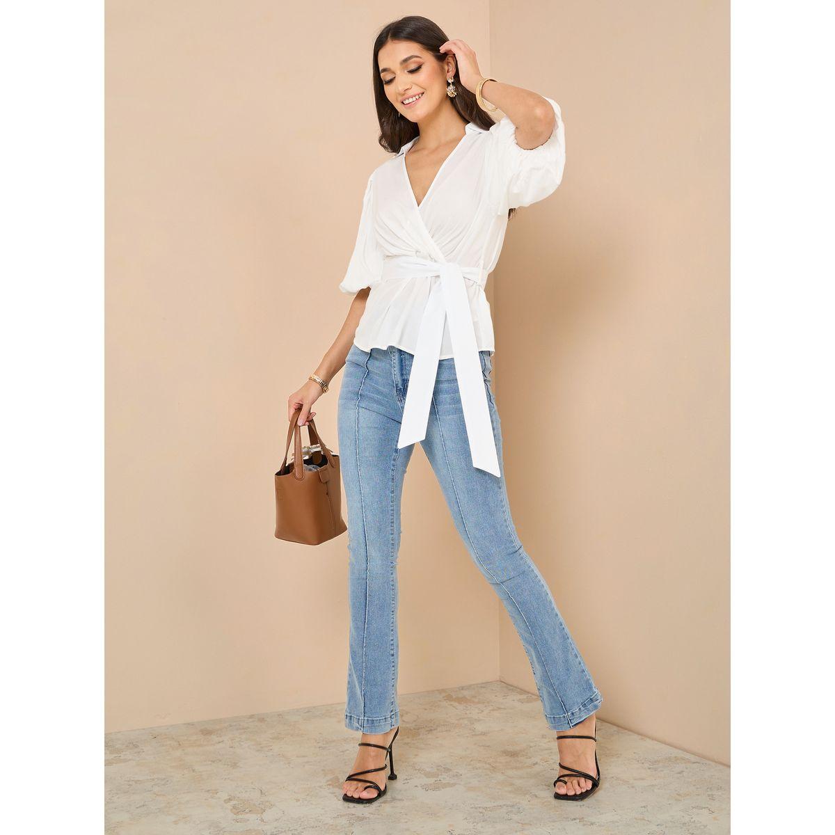 Styli Balloon Sleeves Regular Fit Wrap Top-women-clothing-shirtsandblouses-blouses-image-2