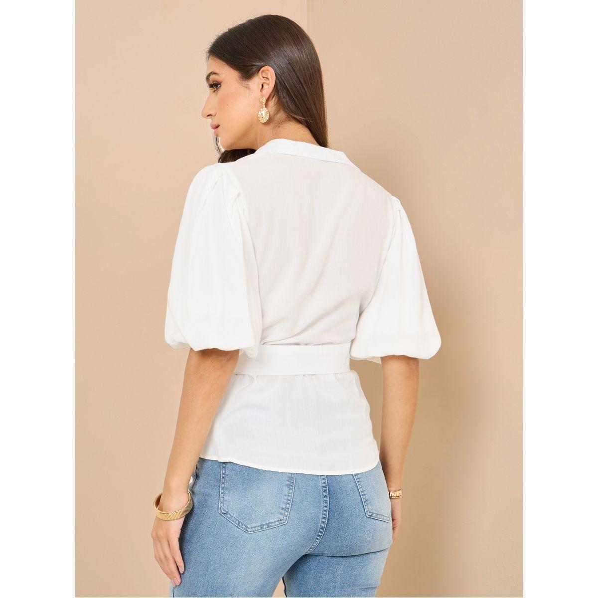 Styli Balloon Sleeves Regular Fit Wrap Top-women-clothing-shirtsandblouses-blouses-image-4