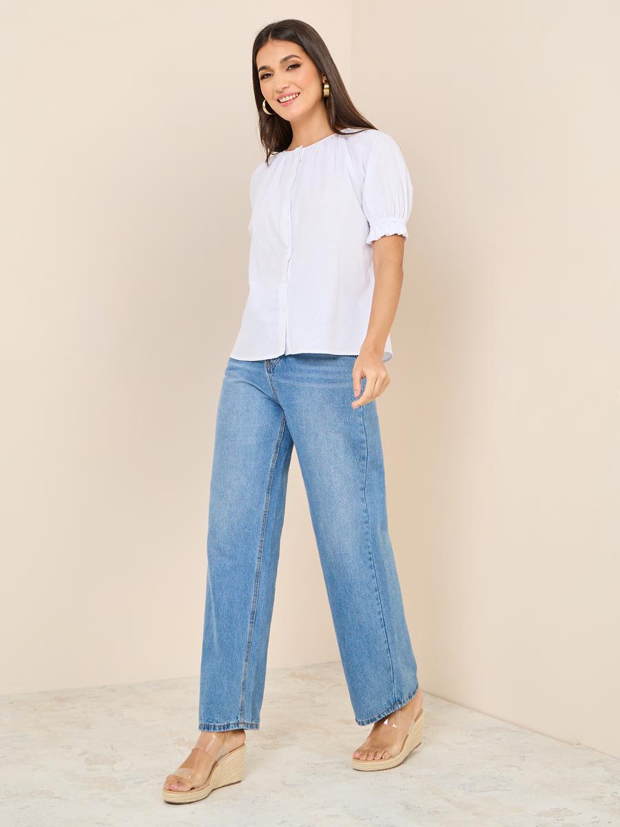 Styli Puff Sleeves Button Through Regular Fit Blouse-women-clothing-shirtsandblouses-blouses-image-2