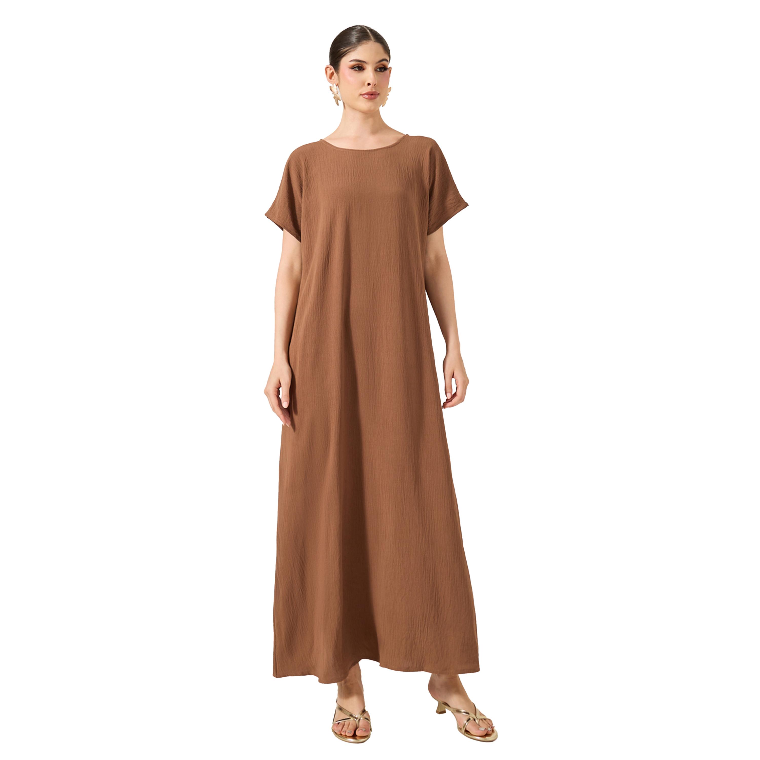 Amirah X Styli Solid Round Neck Abaya Inner Dress-women-arabicclothing-abayainner-image-1