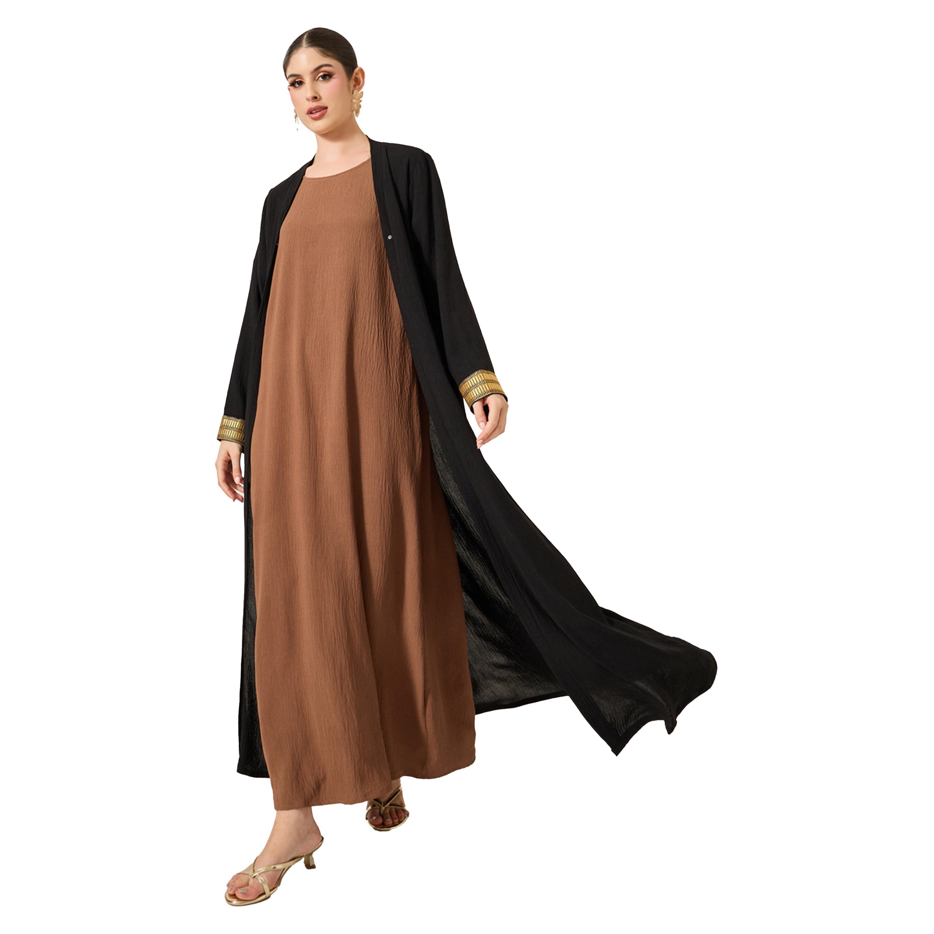 Amirah X Styli Solid Round Neck Abaya Inner Dress-women-arabicclothing-abayainner-image-2