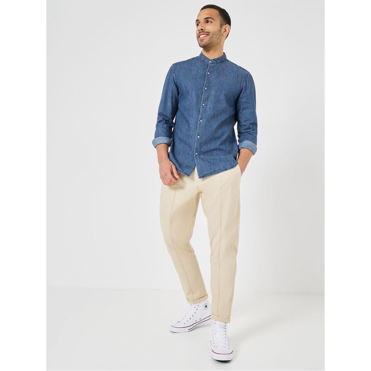 قميص دنيم بياقة ماندارين-men-clothing-shirts-image-2