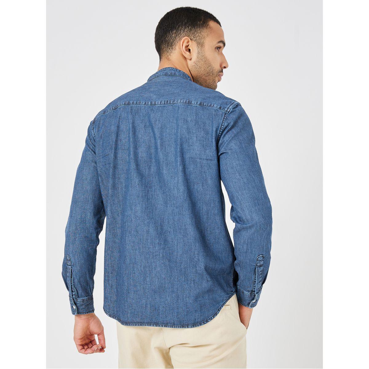 قميص دنيم بياقة ماندارين-men-clothing-shirts-image-5