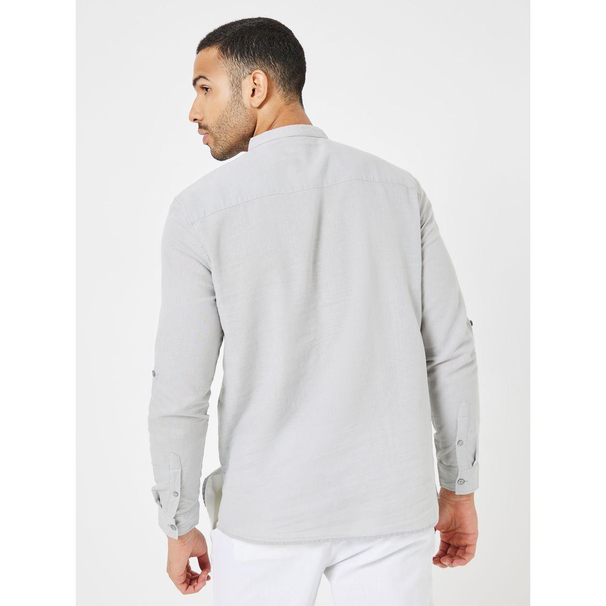 Styli Cotton Linen Half Placket Regular Shirt-men-clothing-shirts-image-6