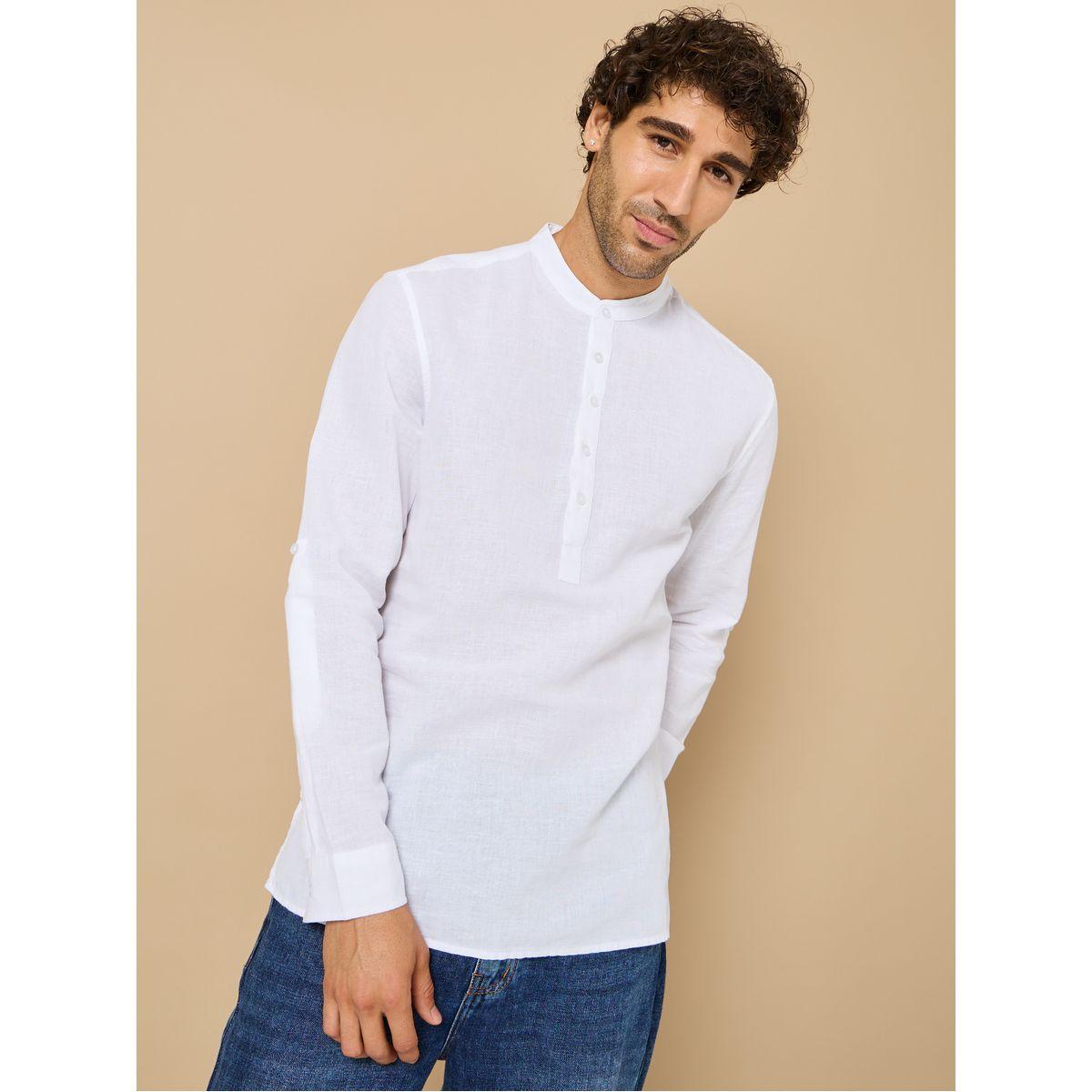قميص كتان باكمام طويلة وأزرار-men-clothing-shirts-image-1