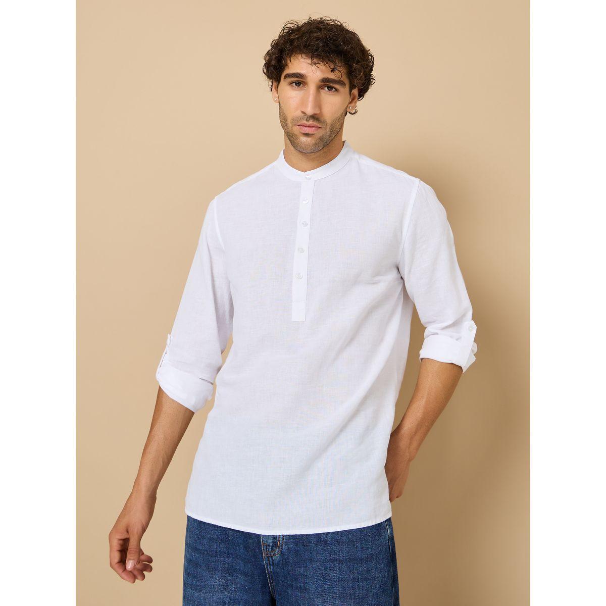 قميص كتان باكمام طويلة وأزرار-men-clothing-shirts-image-4