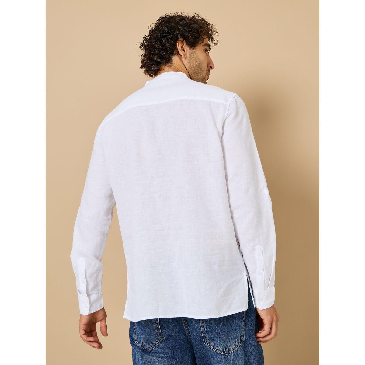 Styli Cotton Linen Half Placket Regular Shirt-men-clothing-shirts-image-5