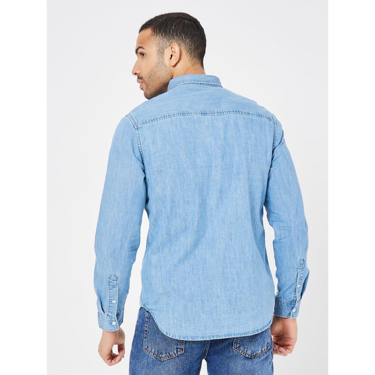 Styli Button-Down Collar Slim Fit Denim Shirt-men-clothing-shirts-image-5