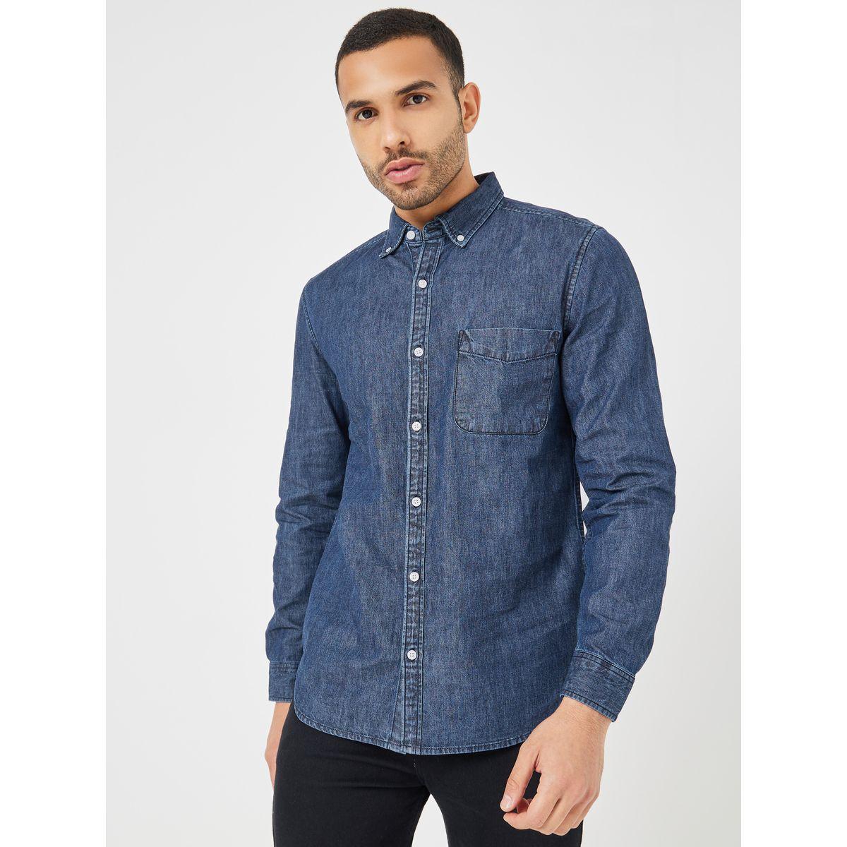 قميص دنيم بقصة سليم-men-clothing-shirts-image-1