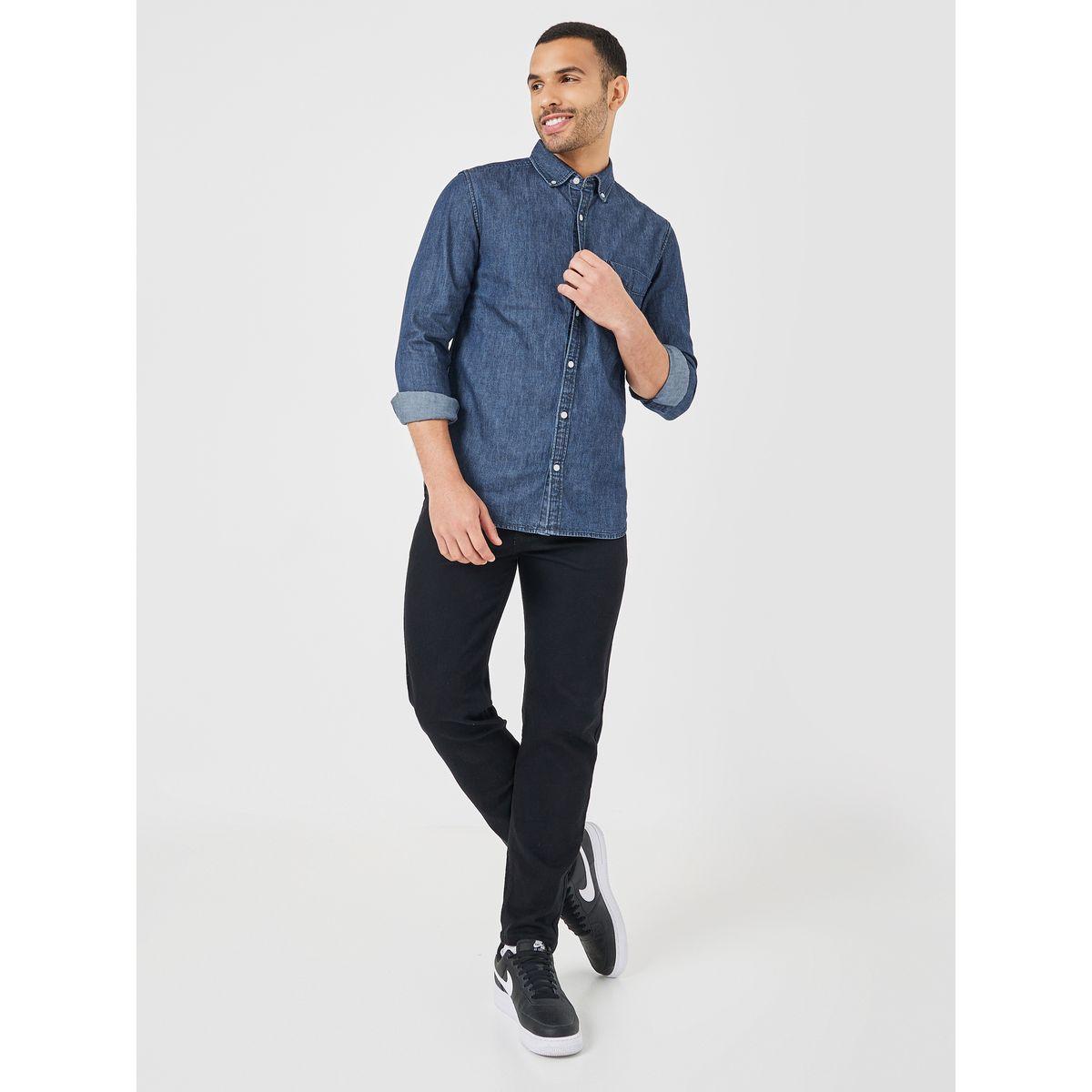 Styli Button-Down Collar Slim Fit Denim Shirt-men-clothing-shirts-image-2