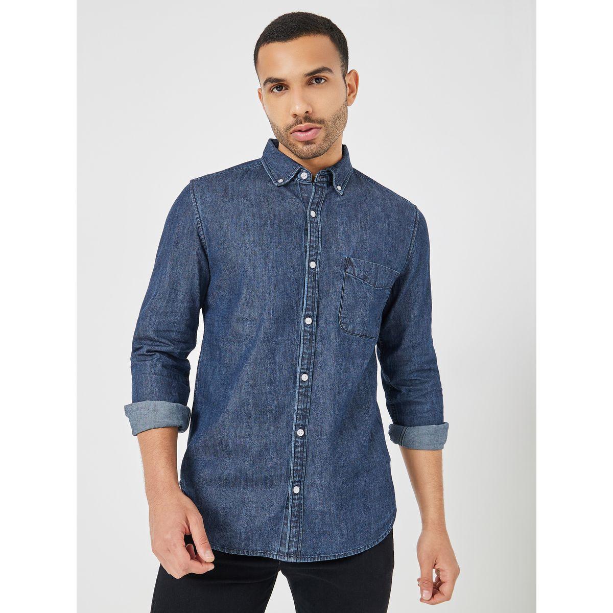 قميص دنيم بقصة سليم-men-clothing-shirts-image-3