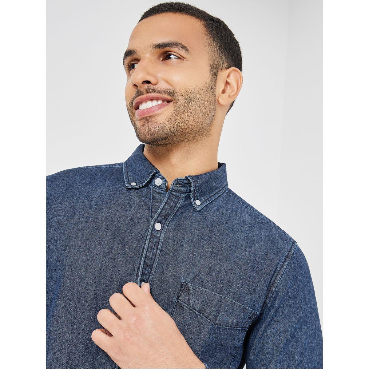 Styli Button-Down Collar Slim Fit Denim Shirt-men-clothing-shirts-image-4