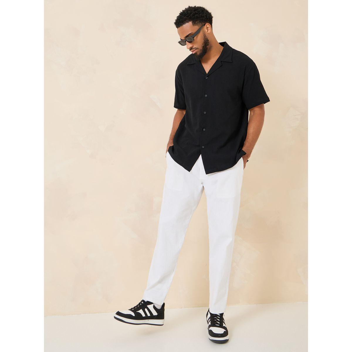 Styli Cotton Textured Resort Collar Relaxed Shirt-men-clothing-shirts-image-1