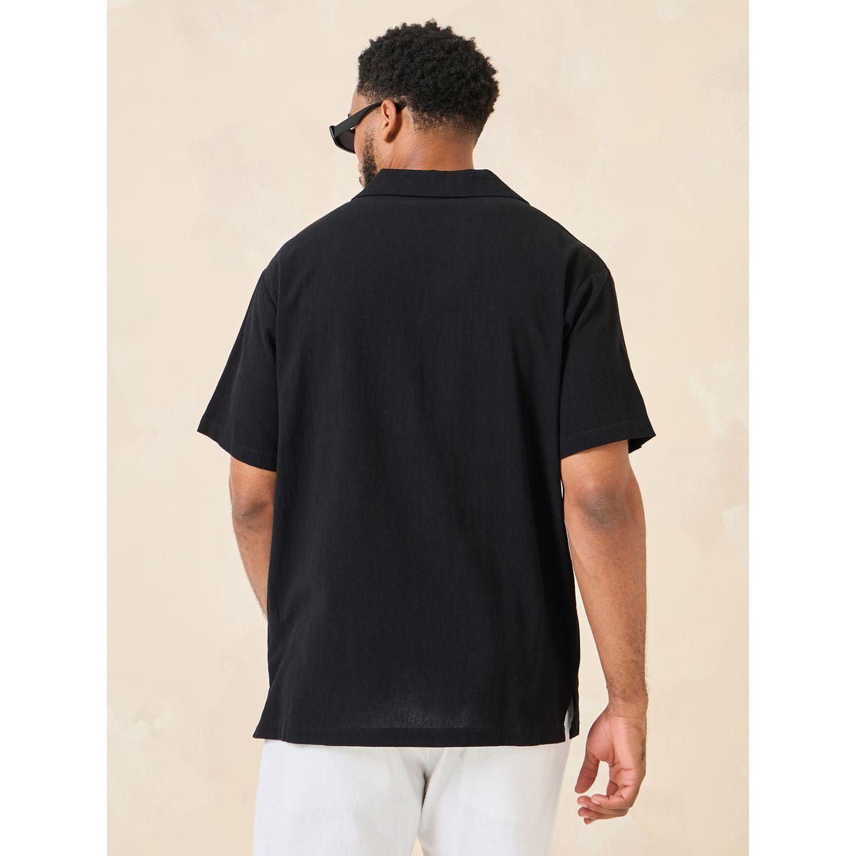 Styli Cotton Textured Resort Collar Relaxed Shirt-men-clothing-shirts-image-5