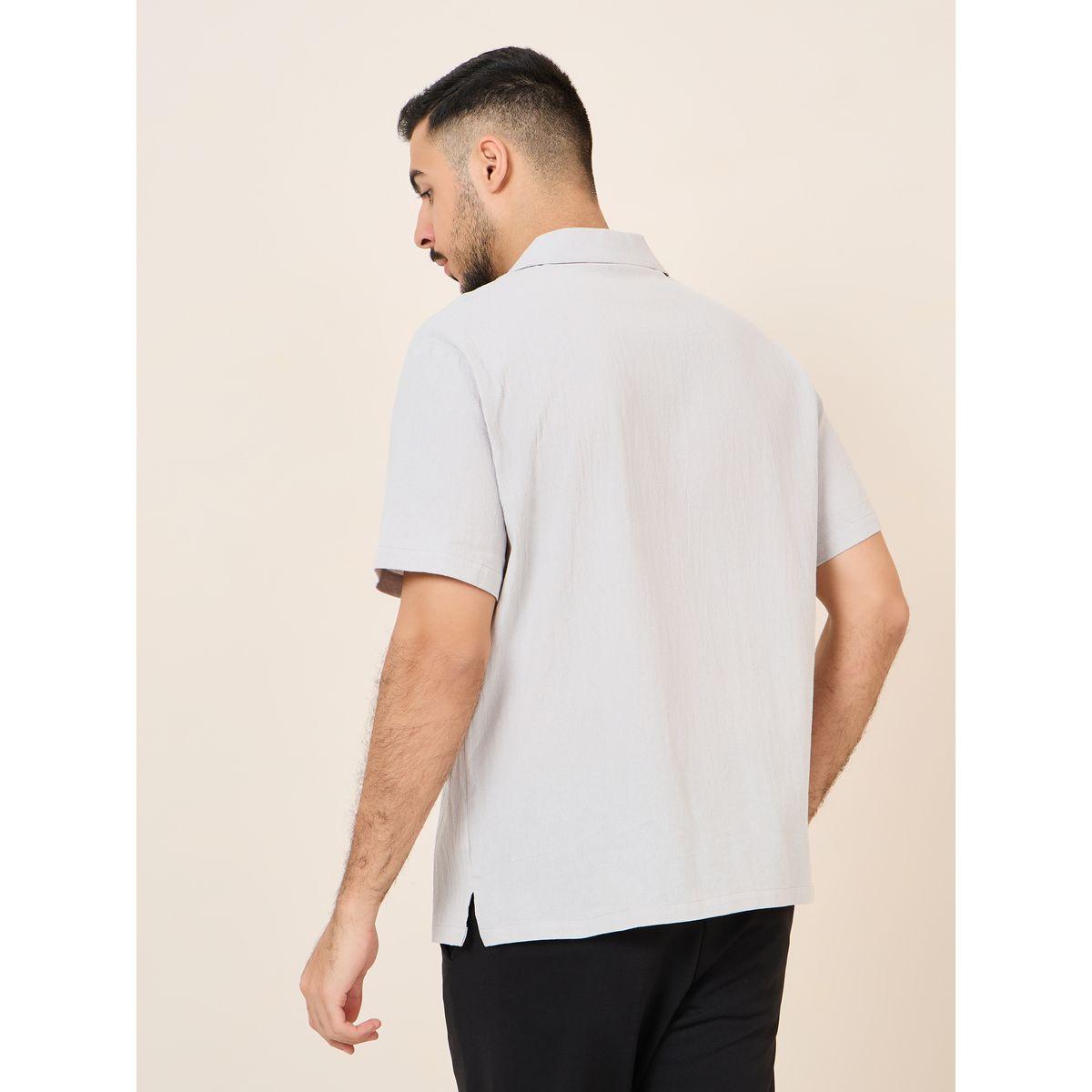 Styli Cotton Textured Resort Collar Relaxed Fit Shirt-men-clothing-shirts-image-4
