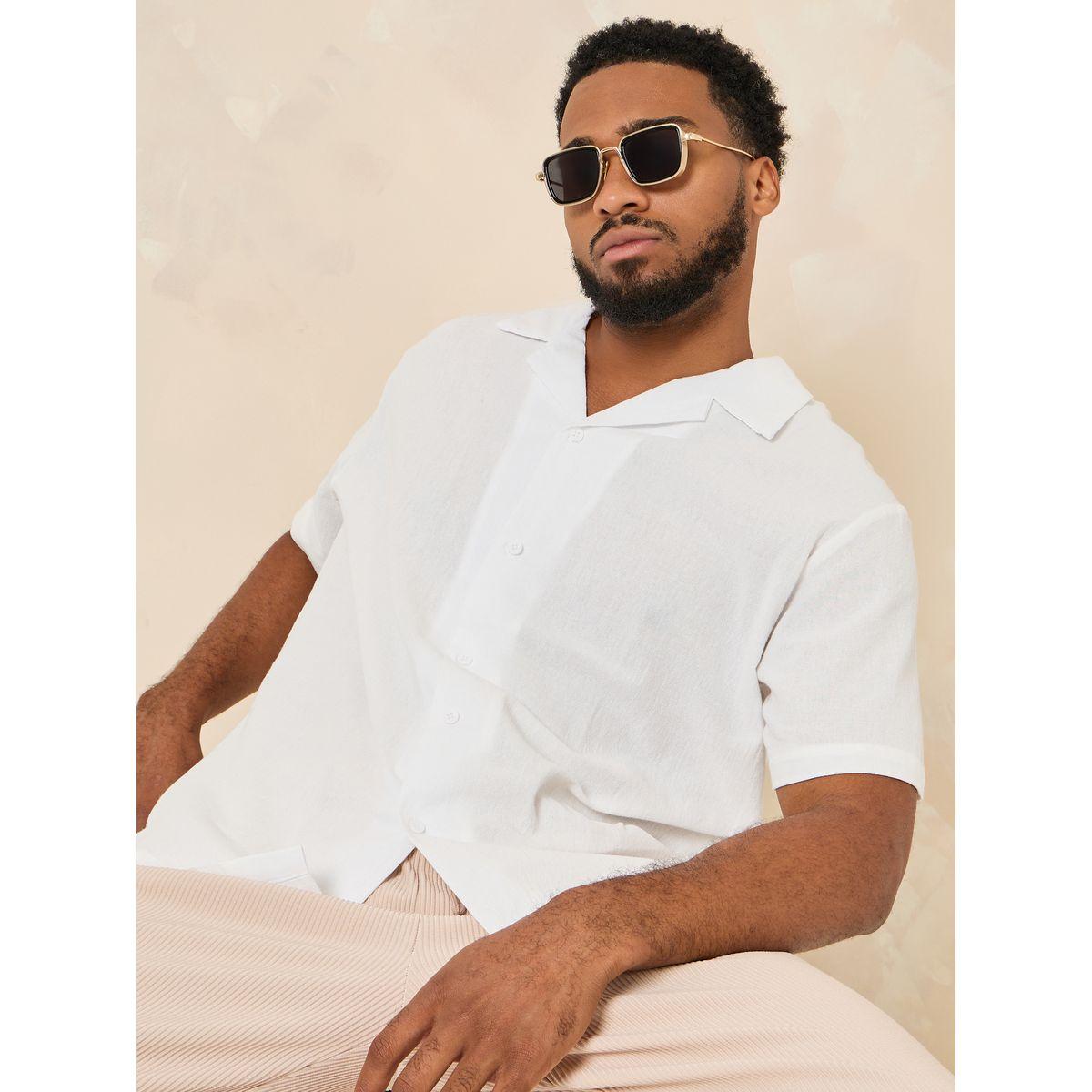 Styli Cotton Textured Resort Collar Relaxed Shirt-men-clothing-shirts-image-1