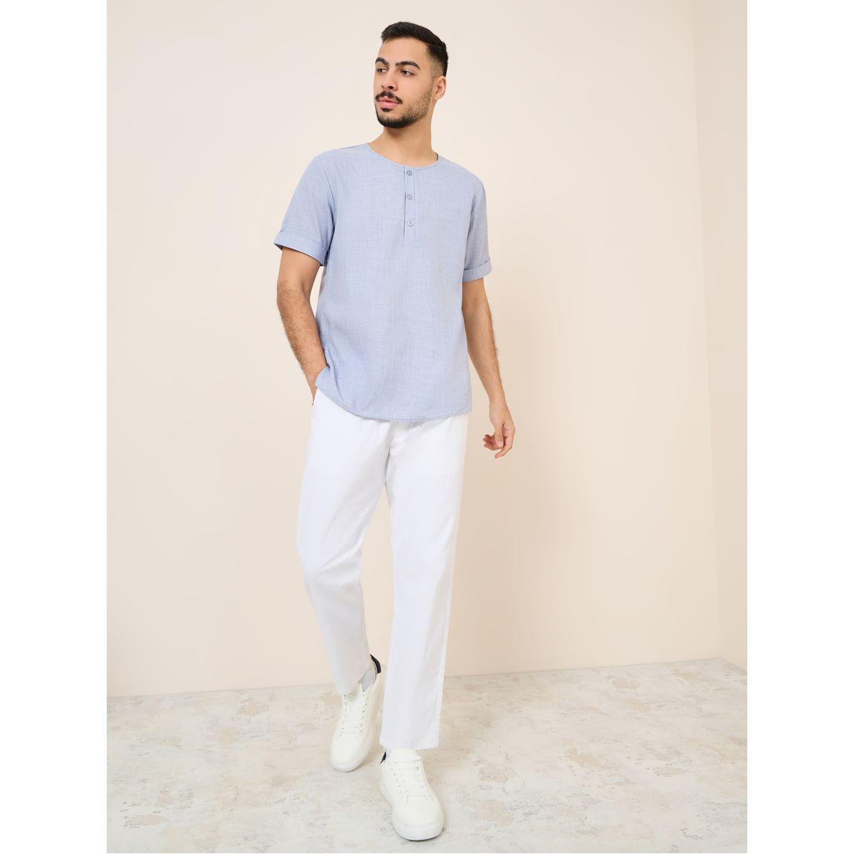 Styli Cross Dyed Half Placket Regular Shirt-men-clothing-shirts-image-2
