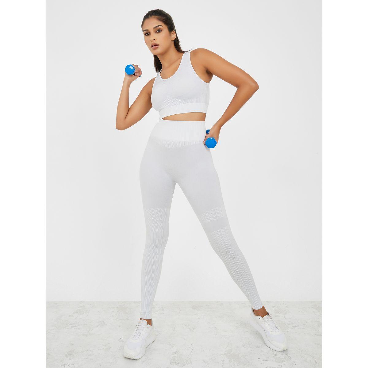 Styli Active Seamless Tonal Jacquard Peep Back Sports Bra & Active Leggings Set-sports-women-clothing-trackpantsandtracksuits-image-1