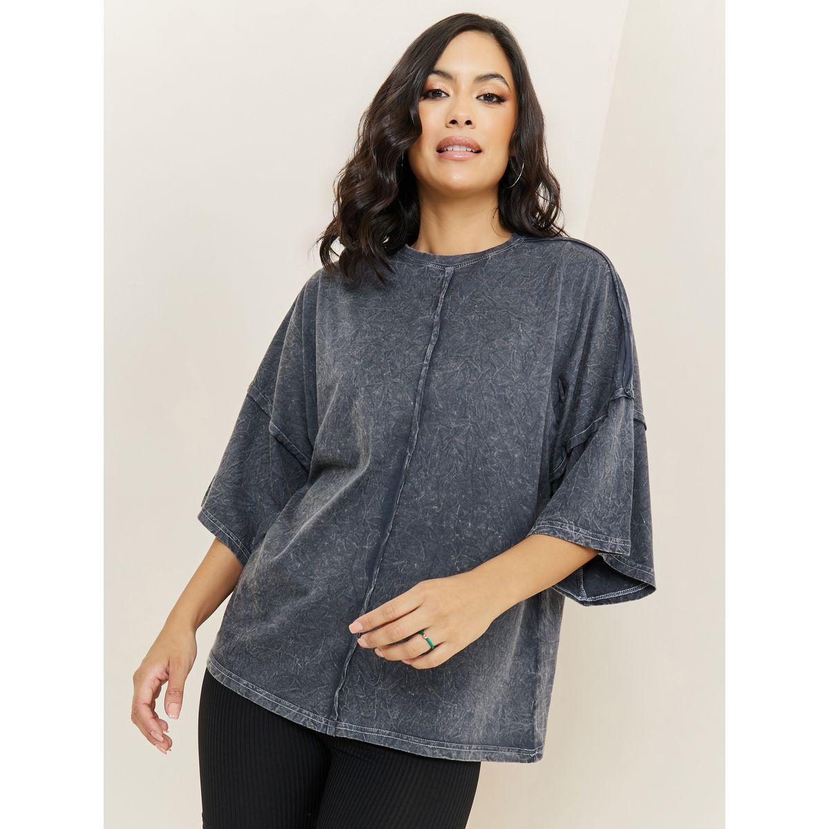 تيشيرت واسع بتداخل درزات-women-clothing-tshirts-image-1