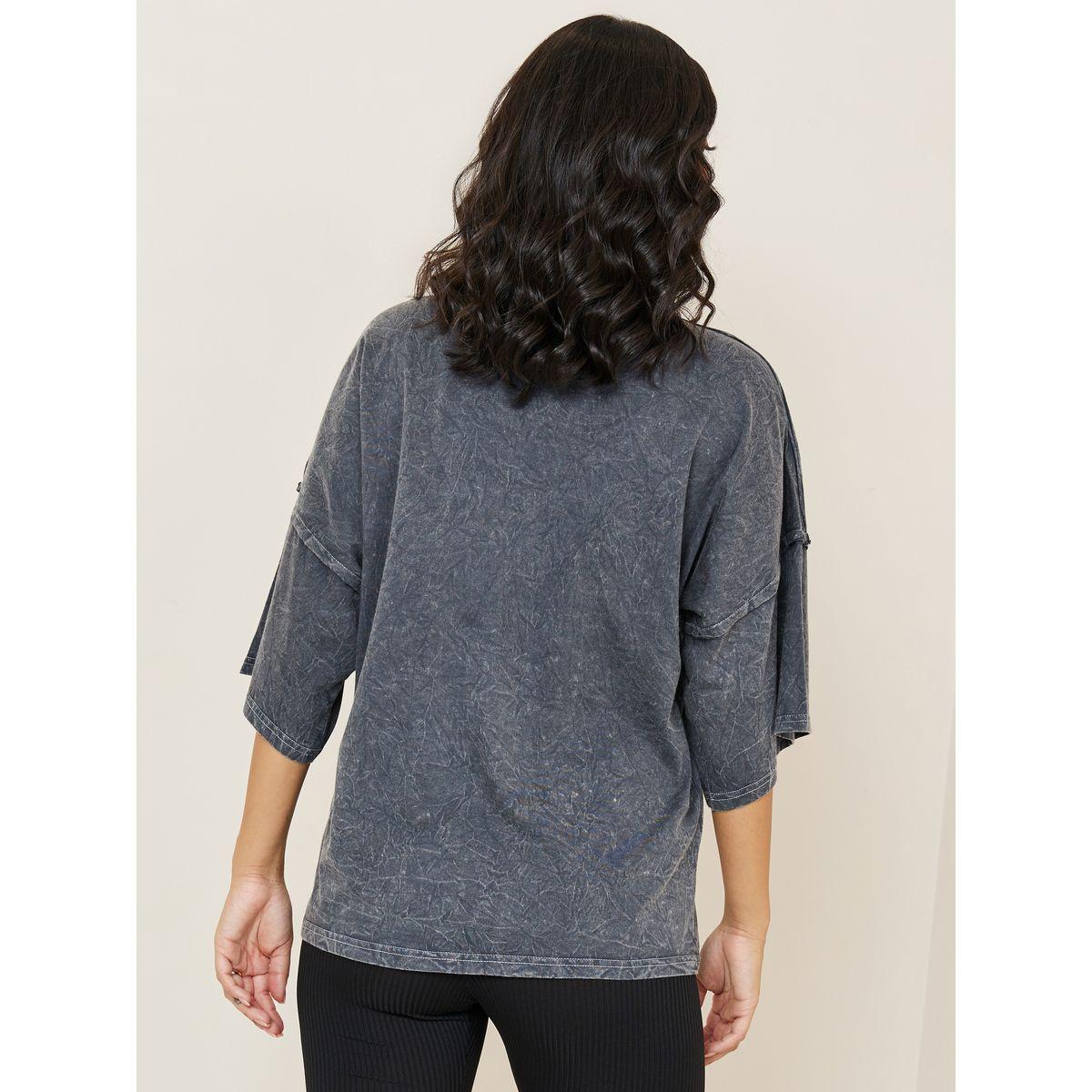 Styli Oversized Exaggerated Sleeve Washed T-Shirt with Exposed Seam-women-clothing-tshirts-image-4