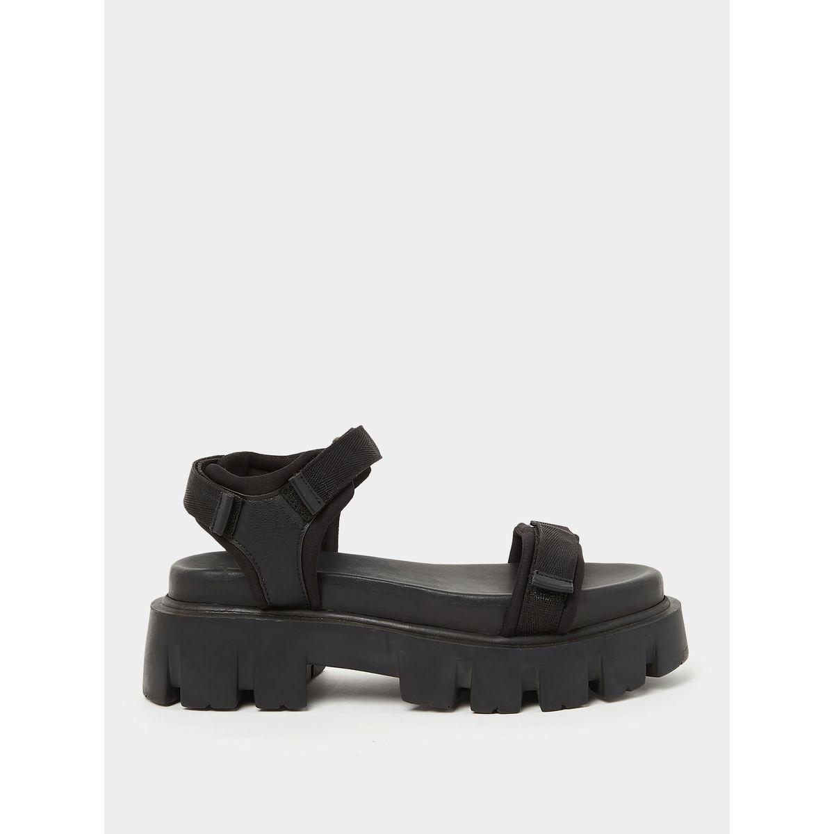Styli Stitch Trim Velcro Platform Comfort Sandals-women-shoes-sandals-flats-image-1
