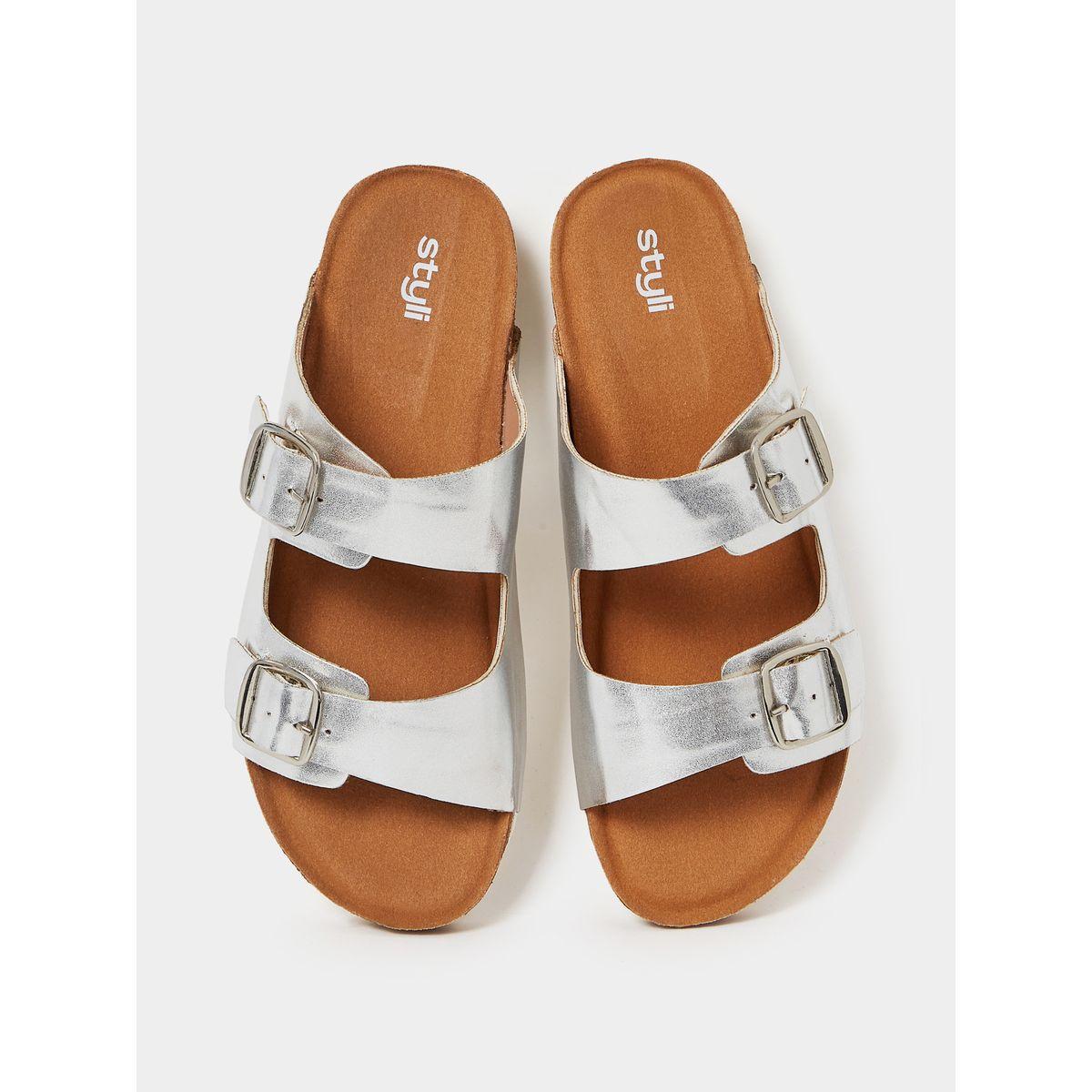 Styli Double Band Buckle Trim Comfort Sandals-women-shoes-sandals-flats-image-6