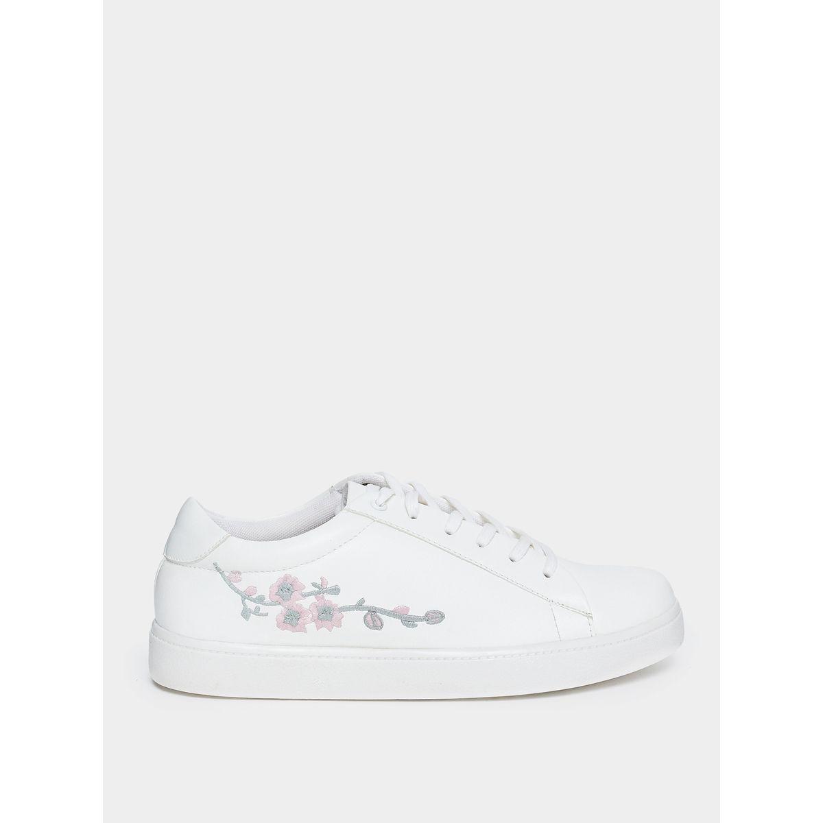Styli Embroidered Rose Lace Up Sneakers-women-shoes-sneakers-image-1