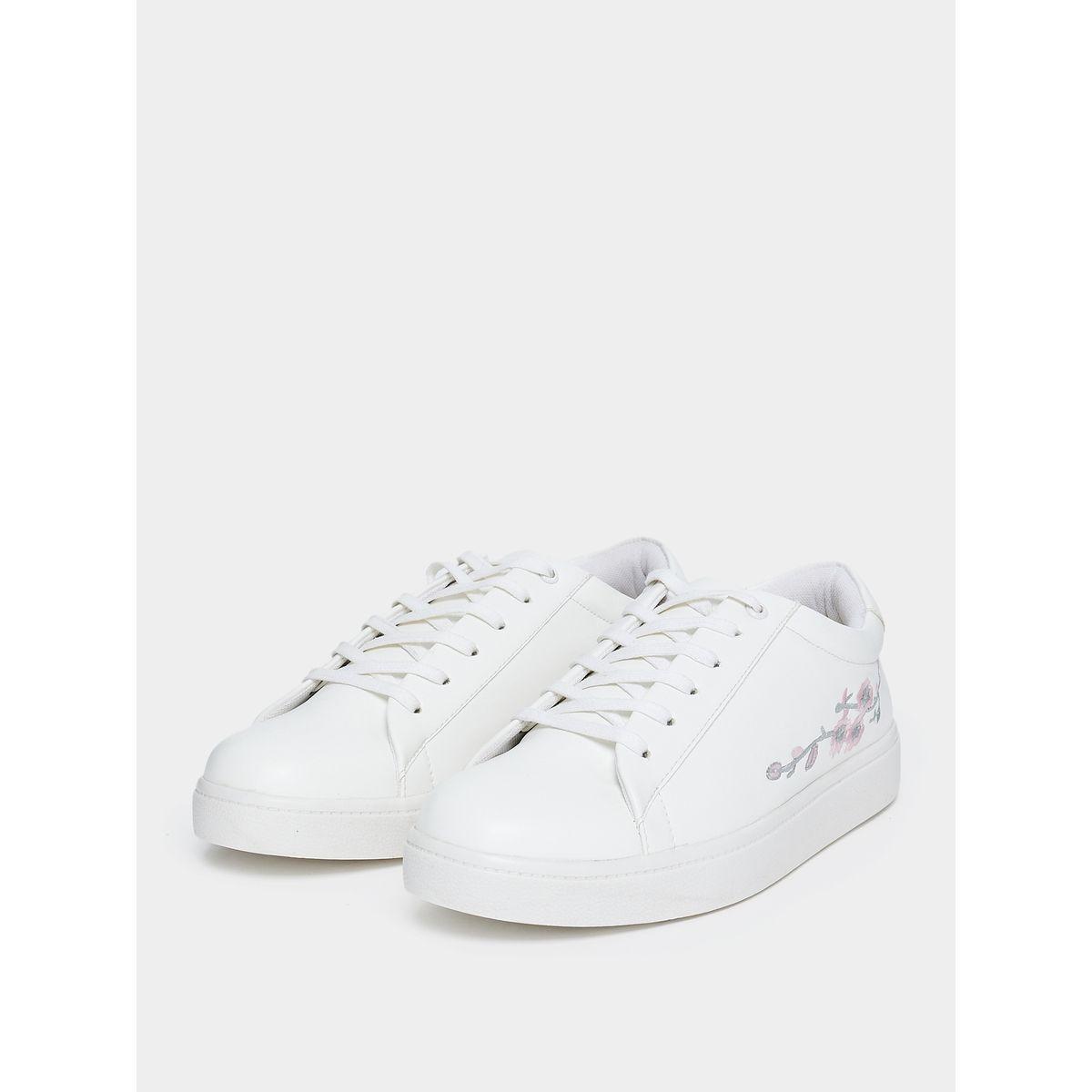 Styli Embroidered Rose Lace Up Sneakers-women-shoes-sneakers-image-2