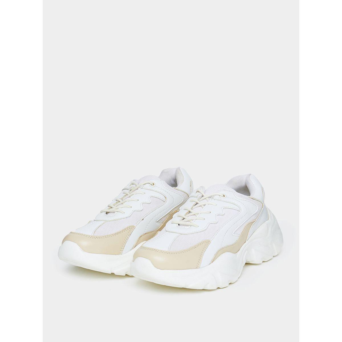 Styli Contrast Panel Chunky Sole Lace Up Sneakers-women-shoes-sneakers-image-2